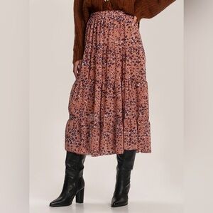 Blue B Collection - Mauve/Purple Floral Midi Skirt